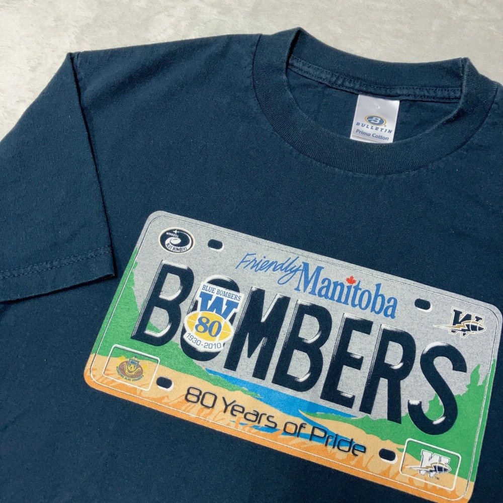 Y2K Winnipeg Blue Bombers T-Shirt 80 Years License Plate Made in Canada Men M